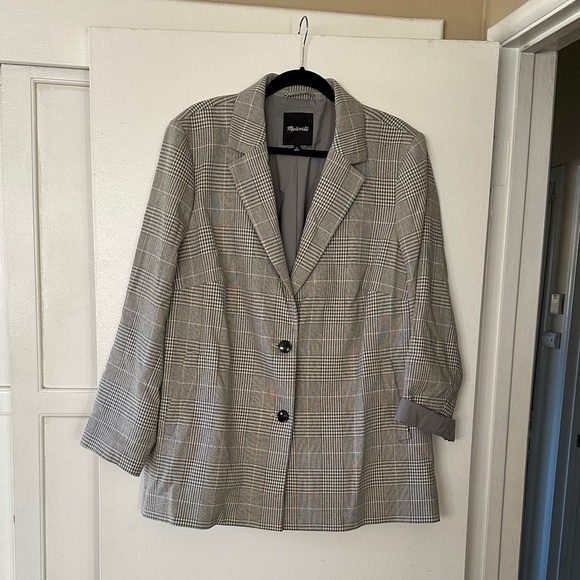 Madewell Jackets & Blazers - Madewell Gray Plaid Women's 2XL Blazer